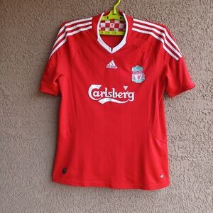 Liverpool football Shirt 2008 Soccer #9 Torres Adidas Jersey L Red